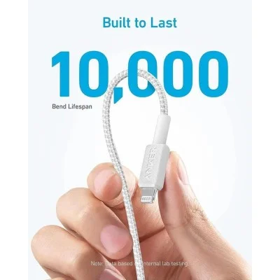 Anker 322 USB-C to Lightning Cable (3ft Braided) - White